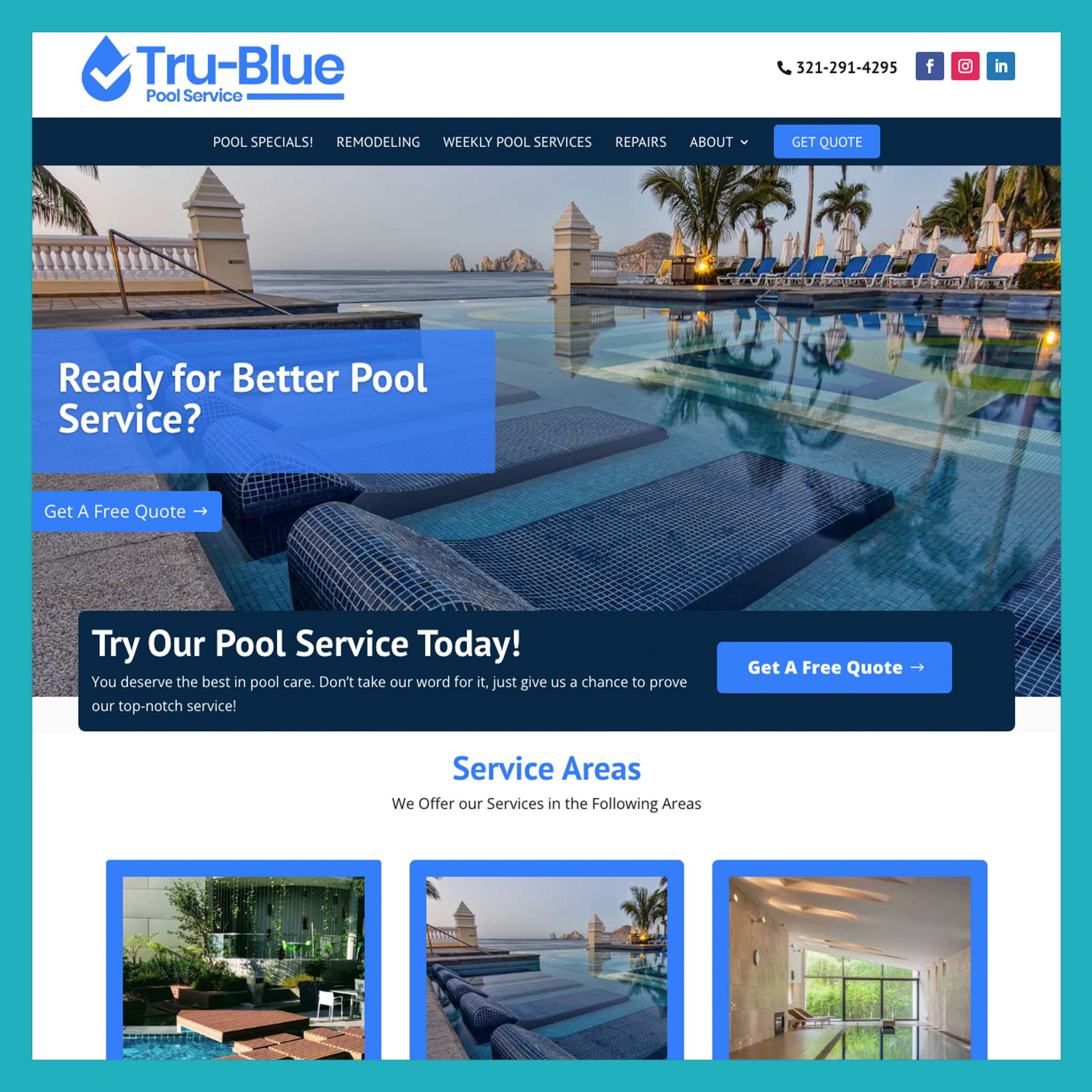 Website design for pool service company